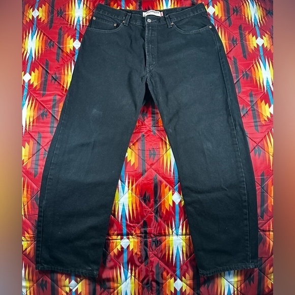 Vintage 2001 Levi's 550 Relaxed Fit Jeans 38X30 Made in Mexico Black Denim - Picture 1 of 13
